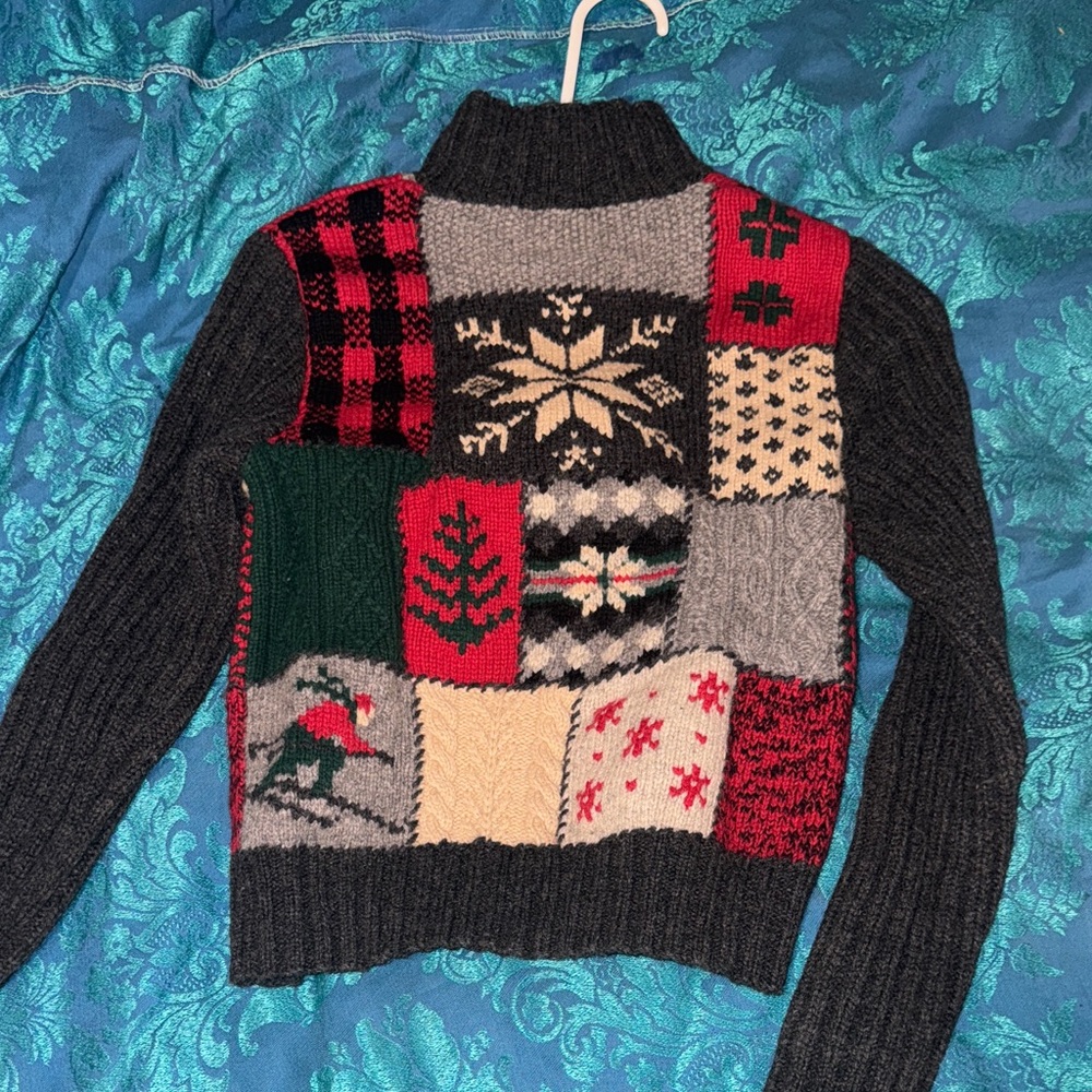 Ralph Lauren Lambswool Multicolor Patchwork Winte… - image 4